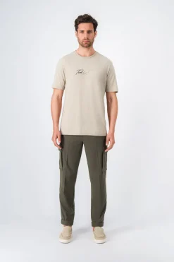 Teddy Smith T-shirt col rond brodé KING MC BEIGE CHINE Outlet
