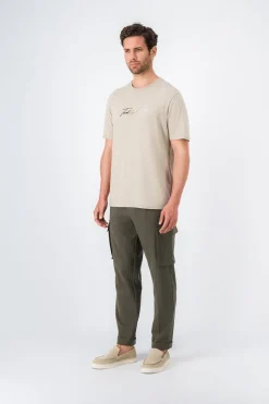 Teddy Smith T-shirt col rond brodé KING MC BEIGE CHINE Outlet