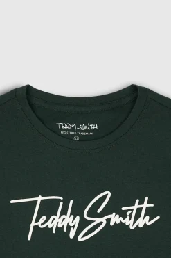 Teddy Smith T-shirt col rond manches courtes T-EVAN MC JR VERT SCARABE VERTSCARABE New