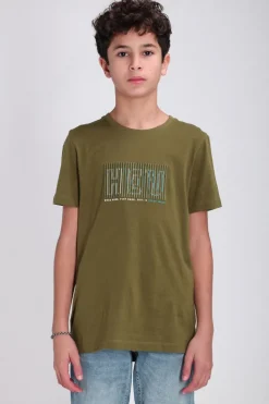 Teddy Smith T-shirt col rond manches courtes T-NEO MC JR TROPICAL OLIVE TROPICALOLIVE Best Sale