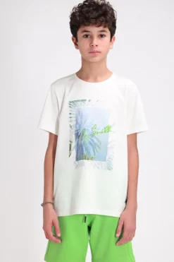 Teddy Smith T-shirt col rond manches courtes T-PATCH MC JR MIDDLE WHITE Outlet
