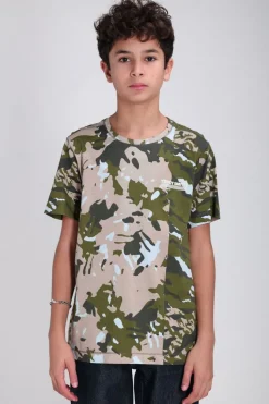 Teddy Smith T-shirt col rond manches courtes T-DRISS MC JR KAKI BELUGA Cheap