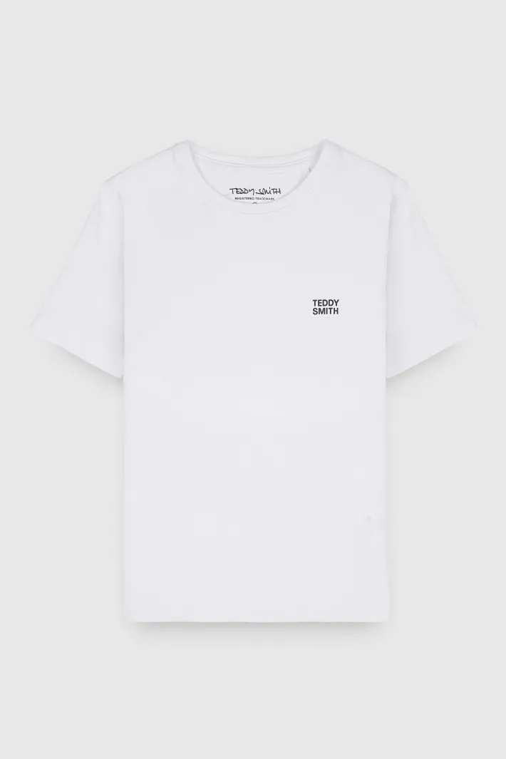 Teddy Smith T-shirt col rond manches courtes THE TEE 1 MC JR BLANC New
