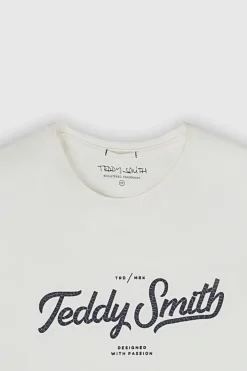 Teddy Smith T-shirt col rond manches courtes T-JANICK MC MIDDLE WHITE Fashion