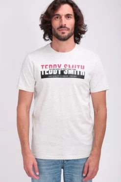 Teddy Smith T-shirt col rond manches courtes T-GORDON MC BLANC IVOIRE CHINE BLANCIVOIRECHINE Flash Sale