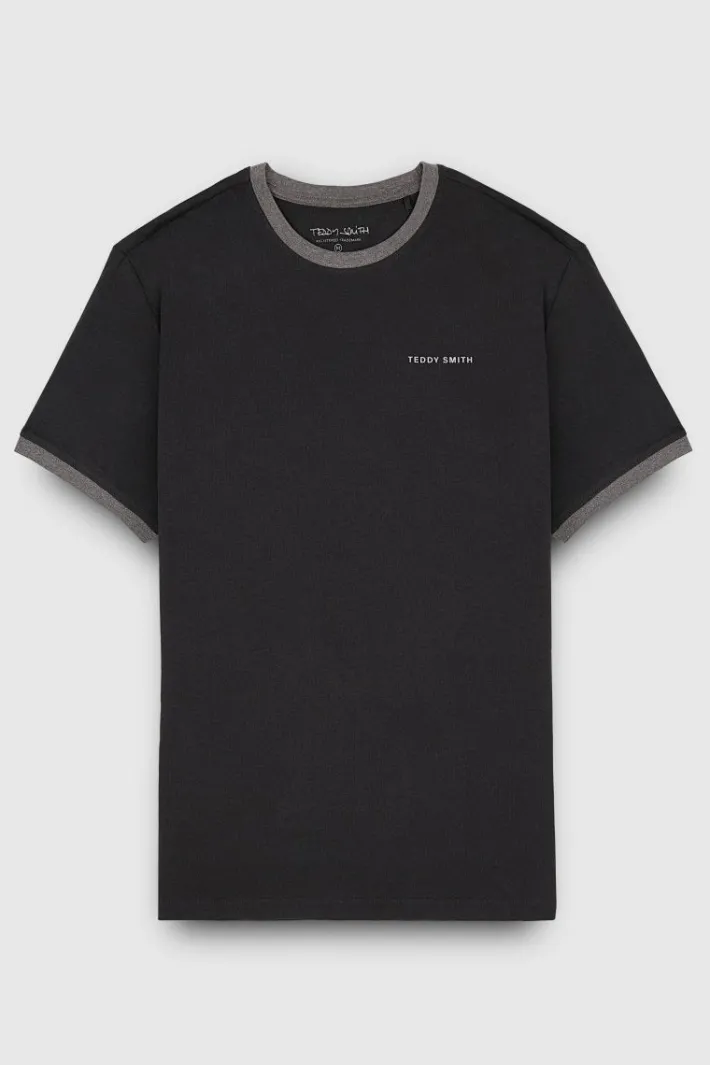 Teddy Smith T-shirt col rond manches courtes THE TEE 2 R NOIR/SILVER Shop