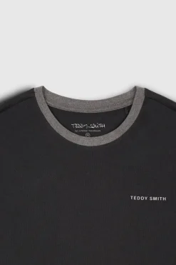 Teddy Smith T-shirt col rond manches courtes THE TEE 2 R NOIR/SILVER Shop