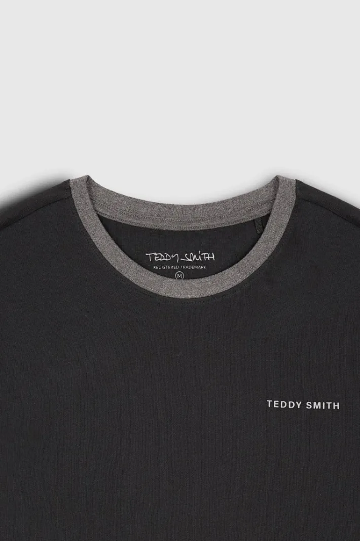 Teddy Smith T-shirt col rond manches courtes THE TEE 2 R NOIR/SILVER Shop