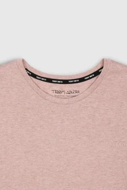 Teddy Smith T-shirt col rond manches courtes T-NARK CHINE MC WOOD ROSE CHINE WOODROSECHINE Outlet