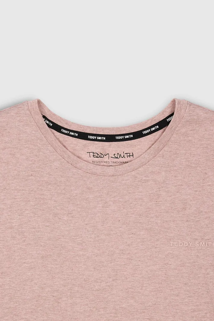 Teddy Smith T-shirt col rond manches courtes T-NARK CHINE MC WOOD ROSE CHINE WOODROSECHINE Outlet