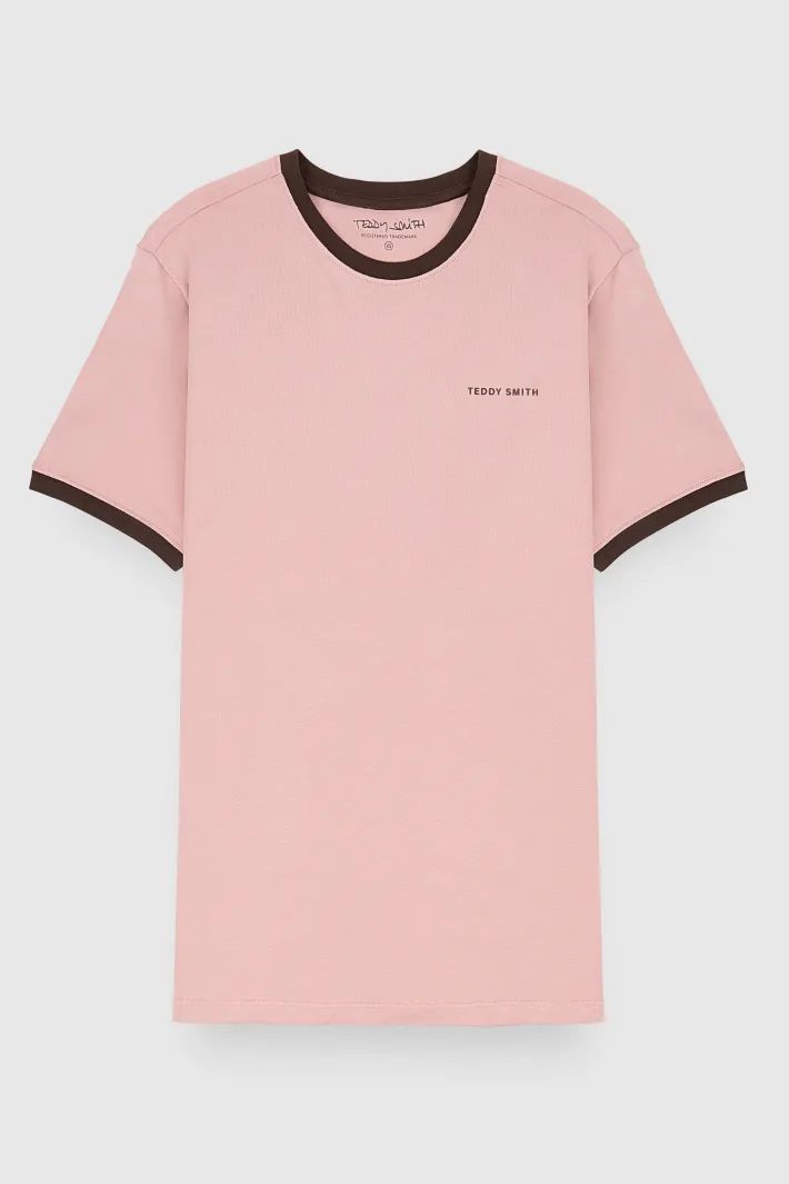 Teddy Smith T-shirt col rond manches courtes THE TEE 2 R MC WOOD ROSE WOODROSE Flash Sale
