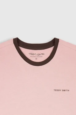 Teddy Smith T-shirt col rond manches courtes THE TEE 2 R MC WOOD ROSE WOODROSE Flash Sale