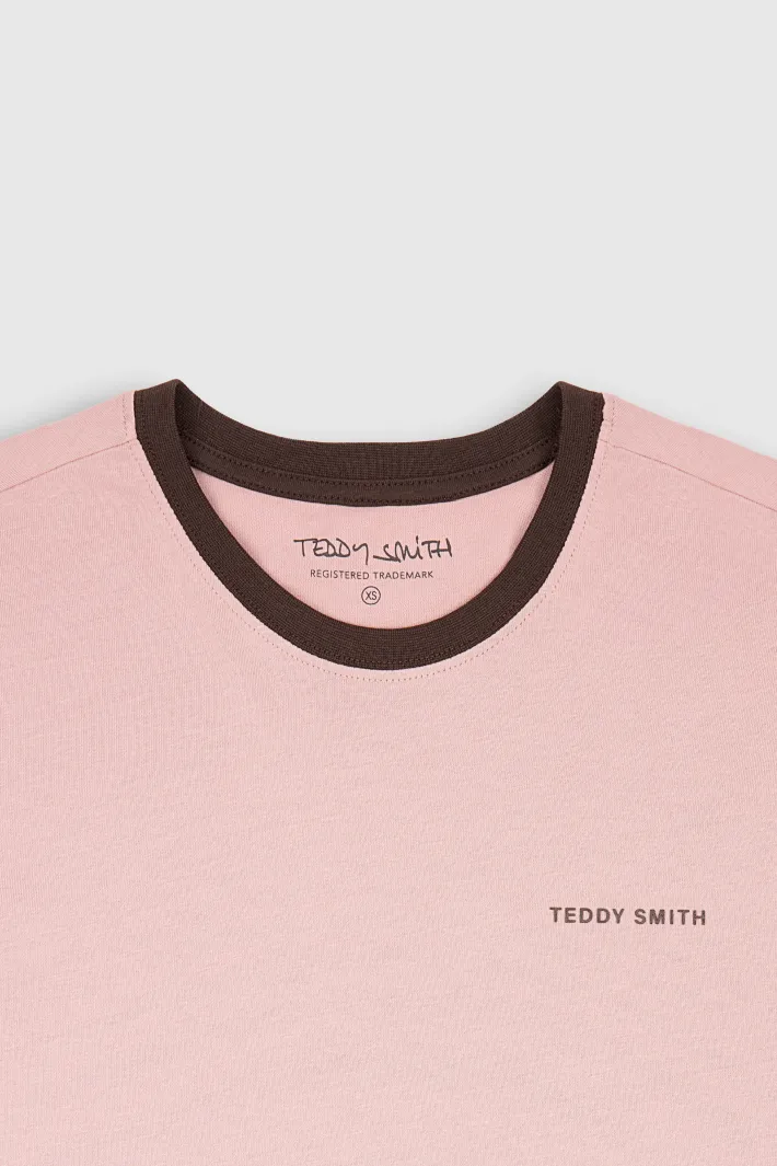 Teddy Smith T-shirt col rond manches courtes THE TEE 2 R MC WOOD ROSE WOODROSE Flash Sale