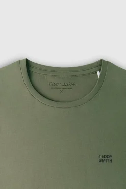 Teddy Smith T-shirt col rond manches courtes THE TEE 1 MC MILITARY KAKI MILITARYKAKI Outlet