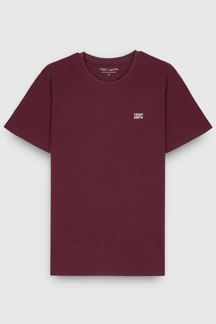 Teddy Smith T-shirt col rond manches courtes THE TEE 1 MC DARK WINE DARKWINE Cheap