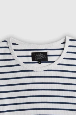 Teddy Smith T-shirt col rond manches courtes T-REMA MC RIB BLANC RAYURES BLANCRAYURES Clearance