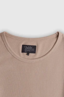 Teddy Smith T-shirt col rond manches courtes T-REMA MC RIB BEIGE Outlet