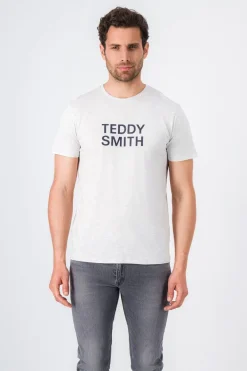 Teddy Smith T-shirt col rond manches longues TICLASS BASIC ML WHITE MELANGE/NAVY WHITEMELANGE/NAVY Sale