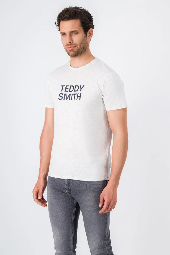 Teddy Smith T-shirt col rond manches longues TICLASS BASIC ML WHITE MELANGE/NAVY WHITEMELANGE/NAVY Sale