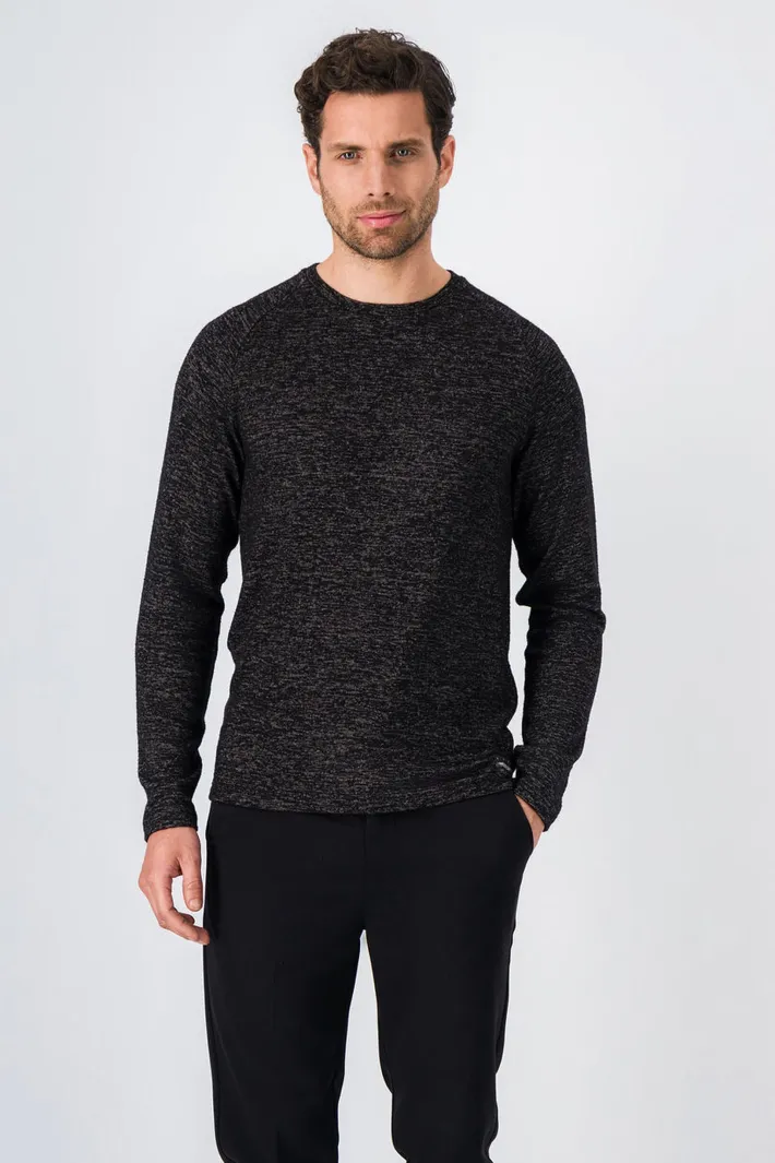 Teddy Smith T-shirt col rond manches longues FADEN ML MELANGE BLACK Store