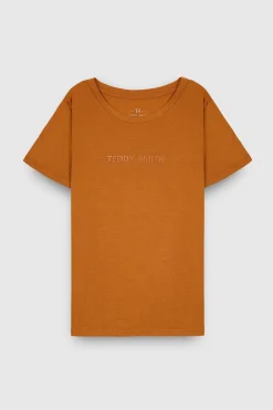 Teddy Smith T-shirt col rond NEW TICIA MC CAMEL WOOD CAMELWOOD Clearance