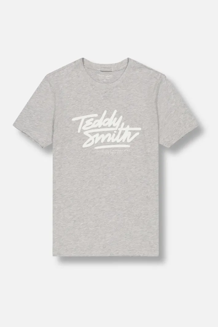 Teddy Smith T-shirt col rond SCRIPT MC GRIS CHINE Best Sale