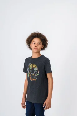 Teddy Smith T-shirt col rond SKULLY MC JR MELANGE BLACK Discount