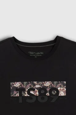 Teddy Smith T-shirt col rond TEZIO 2 MC CHARBON/FLEUR Outlet