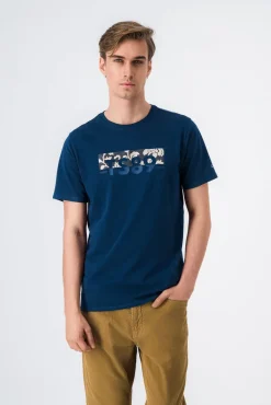 Teddy Smith T-shirt col rond T-EZIO 2 METAL BLUE METALBLUE Cheap