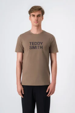 Teddy Smith T-shirt col rond TICLASS BASIC MC CHATAIN Best Sale