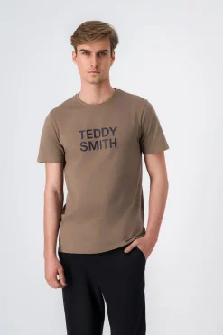 Teddy Smith T-shirt col rond TICLASS BASIC MC CHATAIN Best Sale