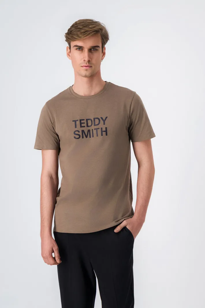 Teddy Smith T-shirt col rond TICLASS BASIC MC CHATAIN Best Sale