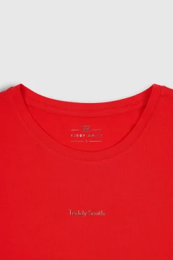 Teddy Smith T-shirt col rond T-RIBELLE MC PUR RED PURRED Shop