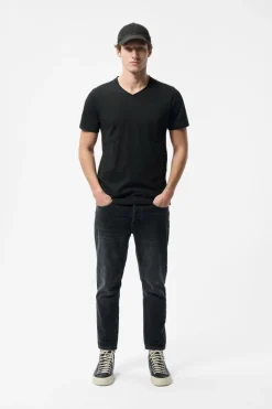 Teddy Smith T-shirt col V coupé bord franc T-GILDAS CHARBON Clearance