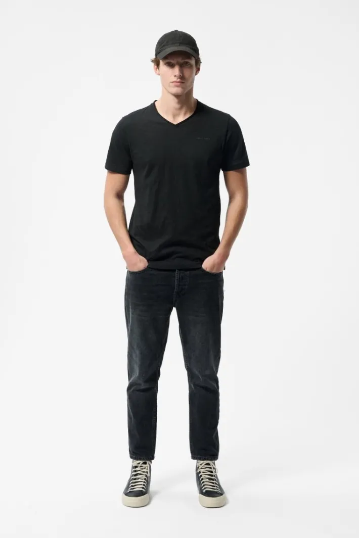 Teddy Smith T-shirt col V coupé bord franc T-GILDAS CHARBON Clearance