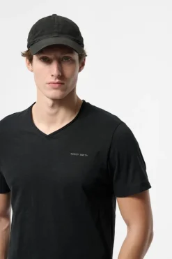 Teddy Smith T-shirt col V coupé bord franc T-GILDAS CHARBON Clearance