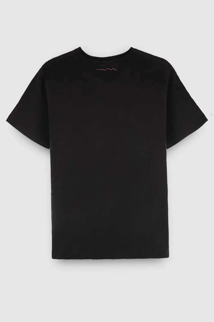 Teddy Smith T-shirt col V coupé bord franc T-GILDAS CHARBON Clearance