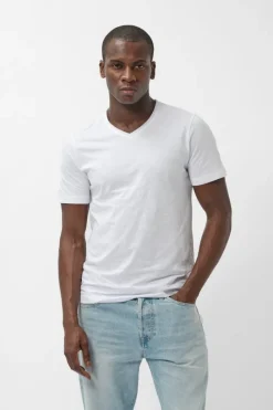 Teddy Smith T-shirt col V coupé bord franc T-GILDAS BLANC Sale