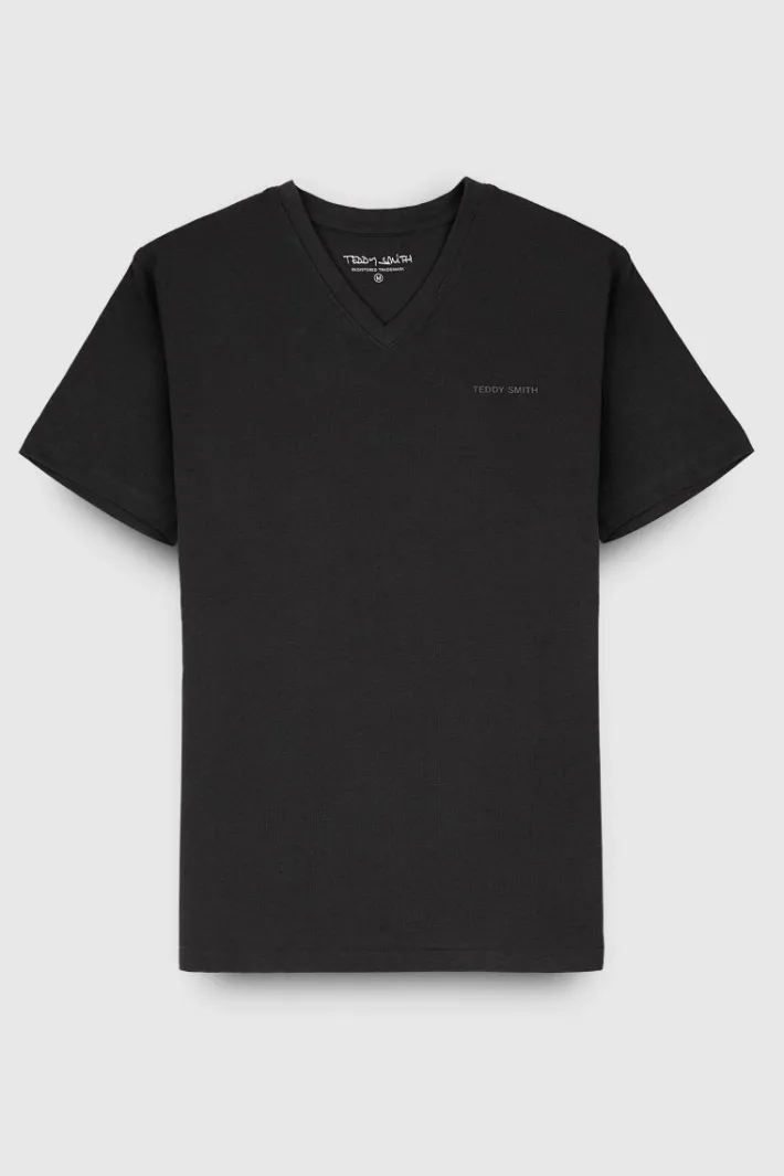 Teddy Smith T-shirt col V manches courtes TAWAX 2 NOIR Online
