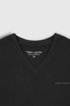 Teddy Smith T-shirt col V manches courtes TAWAX 2 NOIR Online