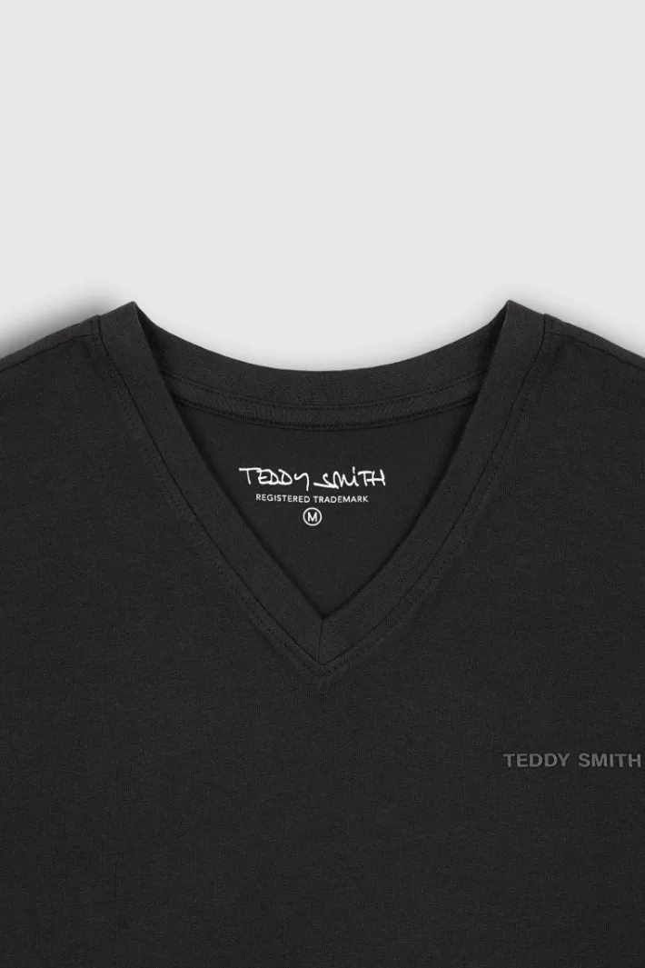 Teddy Smith T-shirt col V manches courtes TAWAX 2 NOIR Online