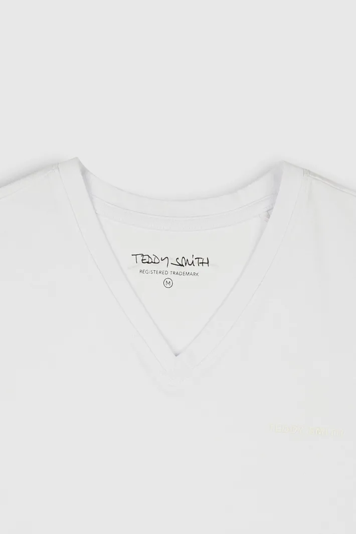 Teddy Smith T-shirt col V manches courtes TAWAX 2 BLANC Hot