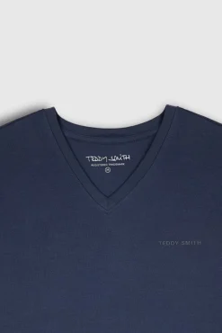 Teddy Smith T-shirt col V manches courtes TAWAX 2 US NAVY USNAVY Cheap