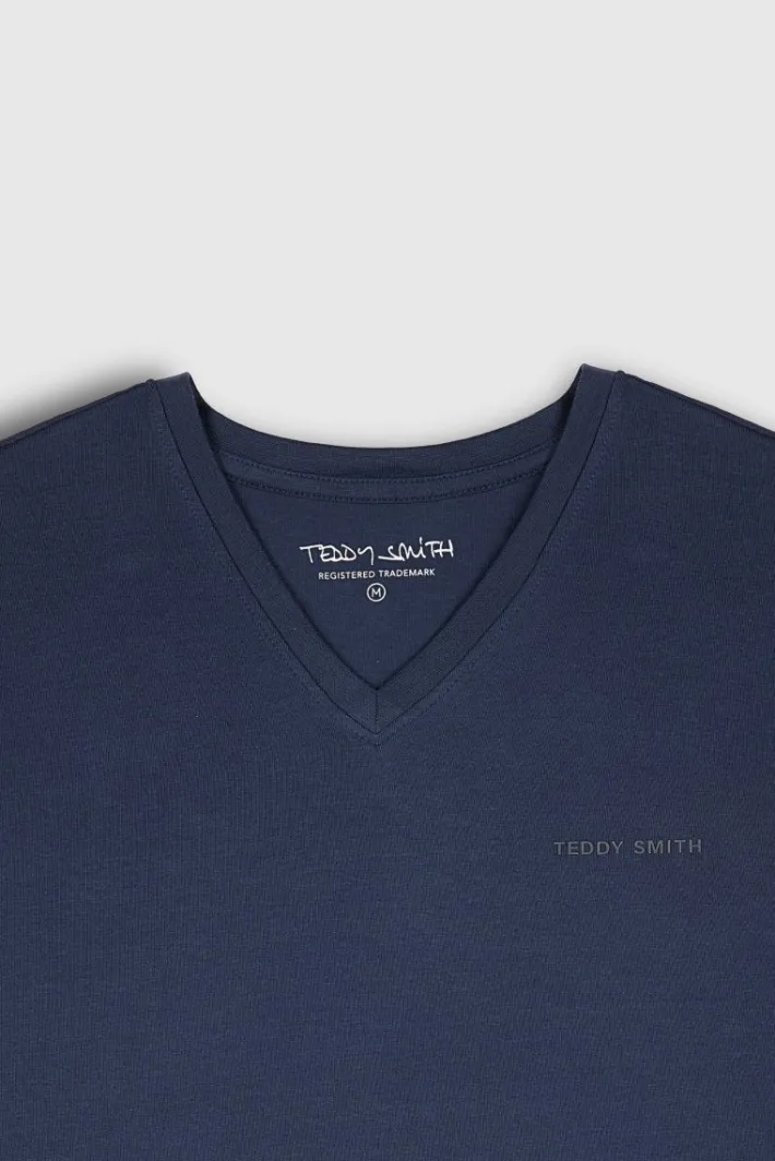 Teddy Smith T-shirt col V manches courtes TAWAX 2 US NAVY USNAVY Cheap