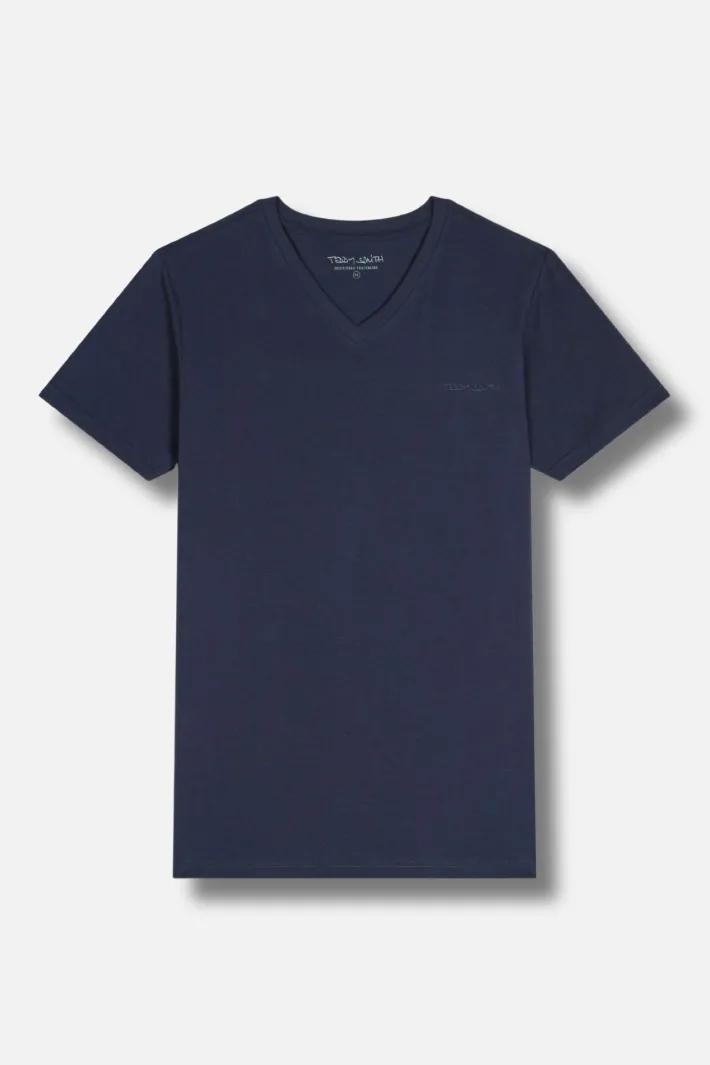 Teddy Smith T-shirt col V TAWAX MC US NAVY USNAVY Best