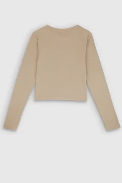 Teddy Smith T-shirt manches longues T-AYA RIB BEIGE Best Sale