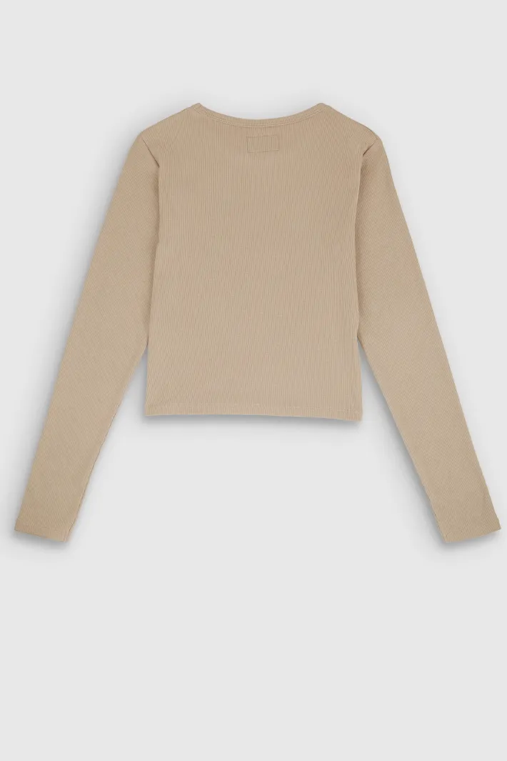 Teddy Smith T-shirt manches longues T-AYA RIB BEIGE Best Sale