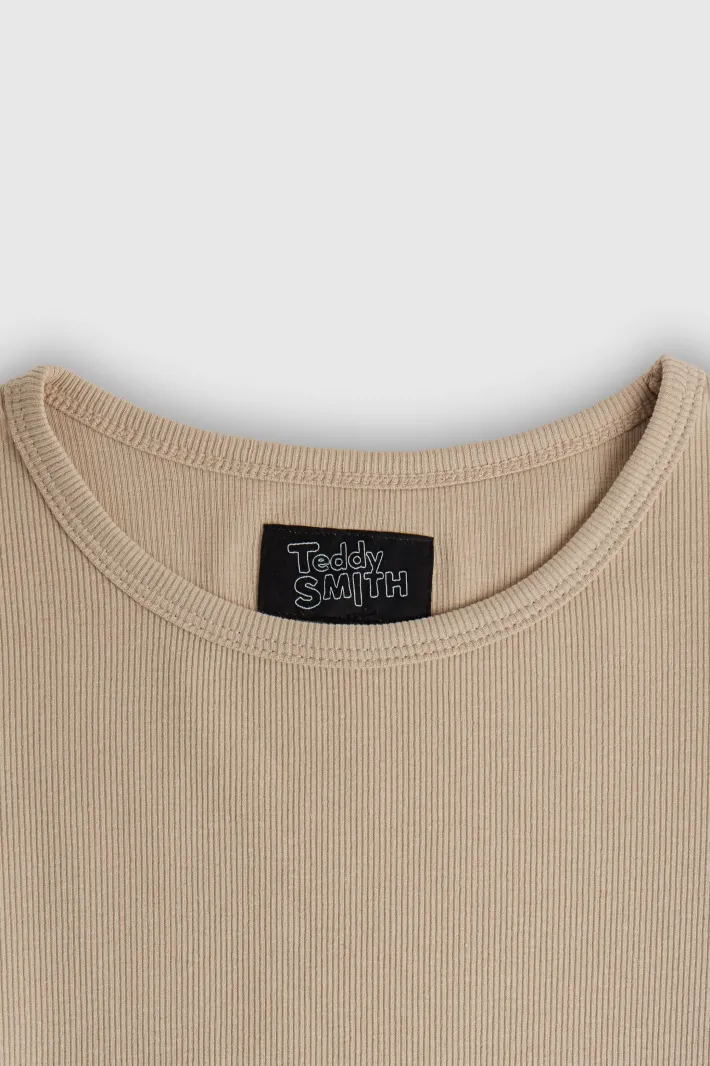 Teddy Smith T-shirt manches longues T-AYA RIB BEIGE Best Sale