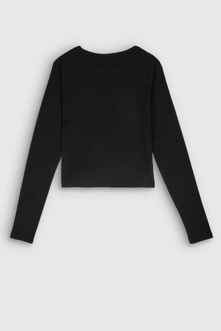 Teddy Smith T-shirt manches longues T-AYA RIB NOIR Sale