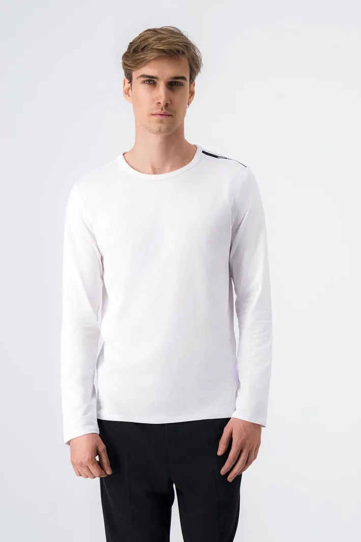 Teddy Smith T-shirt ras-du-cou manches longues TUCKER 2 ML BLANC Sale